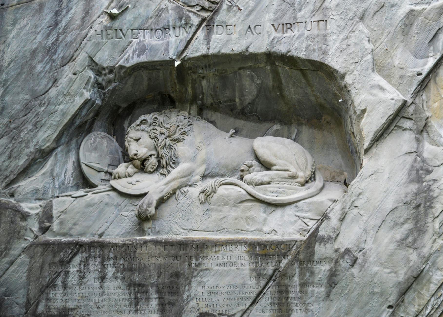 stone lion monument in lucerne