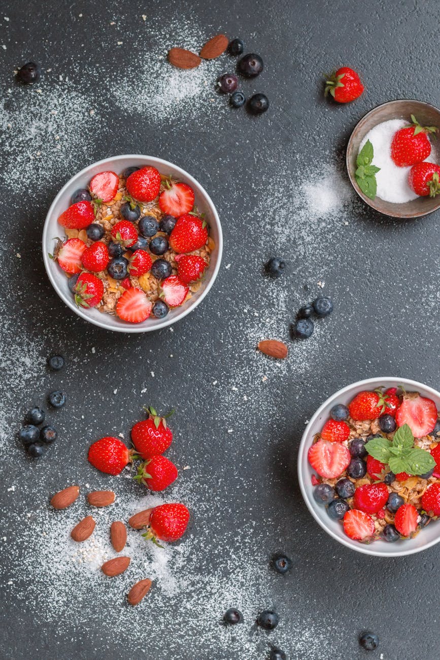 strawberries on bowl